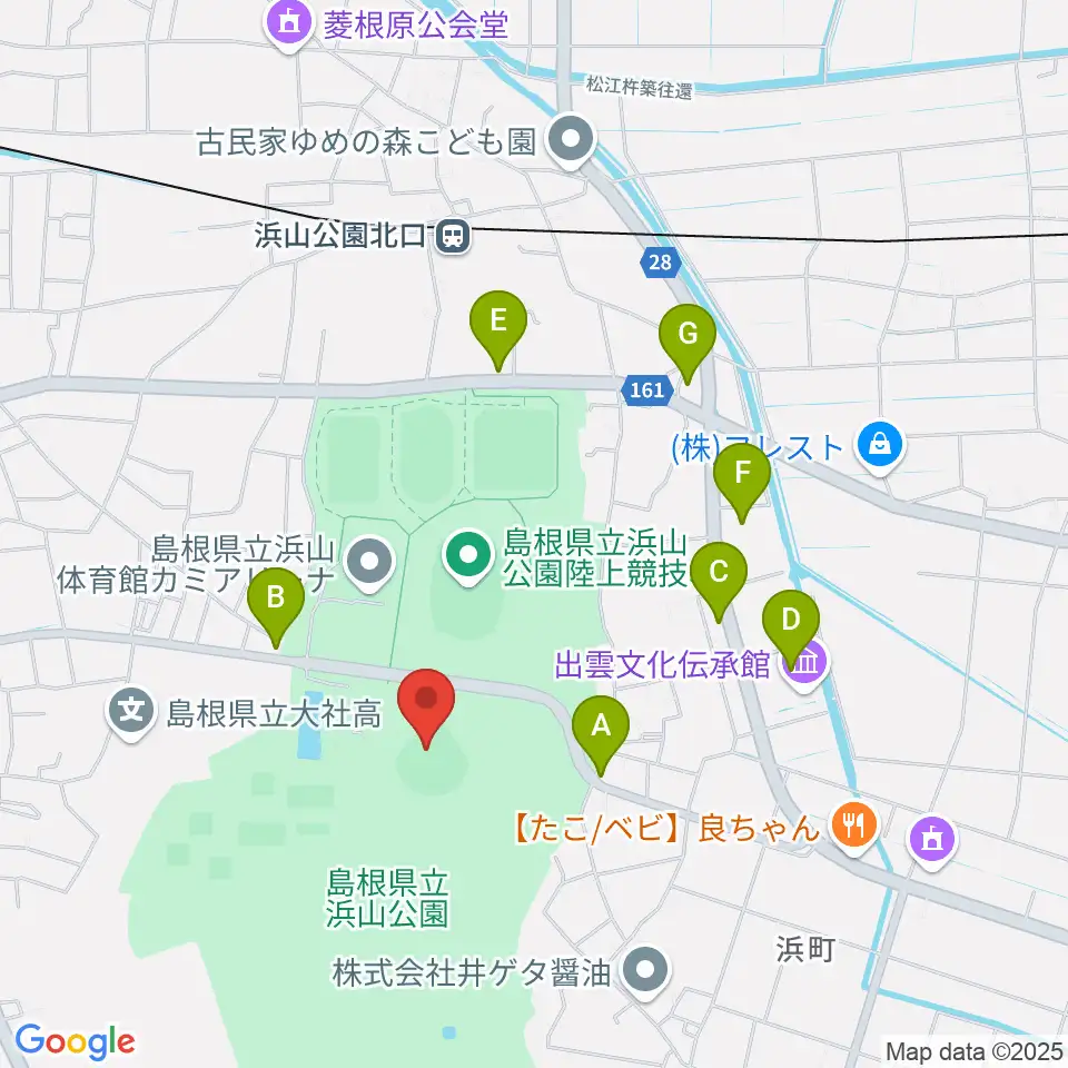 島根県立浜山公園野球場周辺のカフェ一覧地図