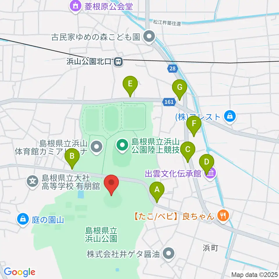 島根県立浜山公園野球場周辺のカフェ一覧地図