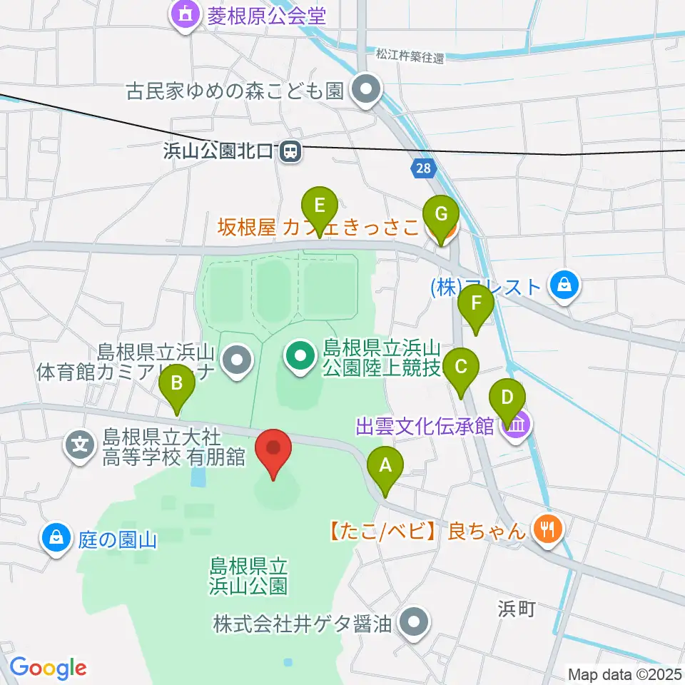 島根県立浜山公園野球場周辺のカフェ一覧地図