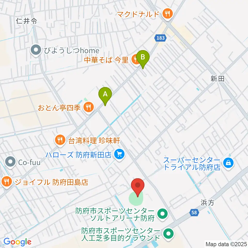 防府市スポーツセンター野球場周辺のカフェ一覧地図
