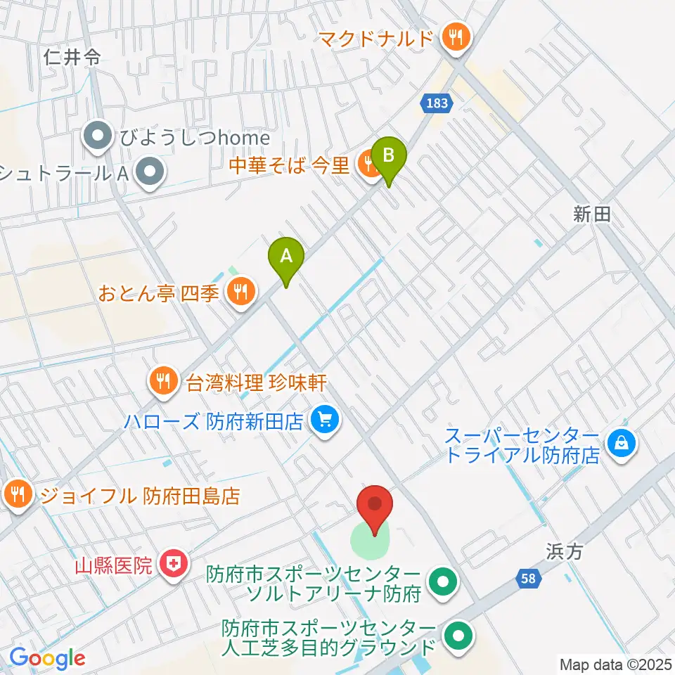 防府市スポーツセンター野球場周辺のカフェ一覧地図