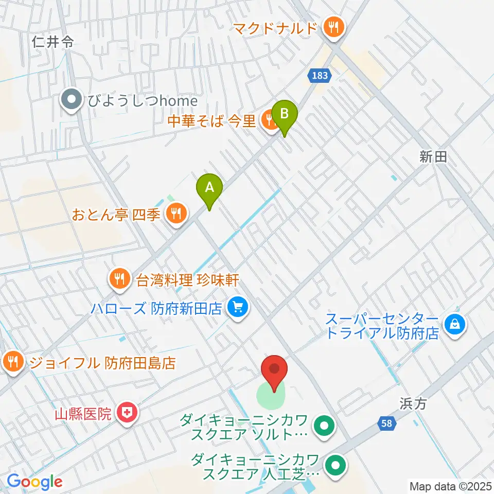 防府市スポーツセンター野球場周辺のカフェ一覧地図