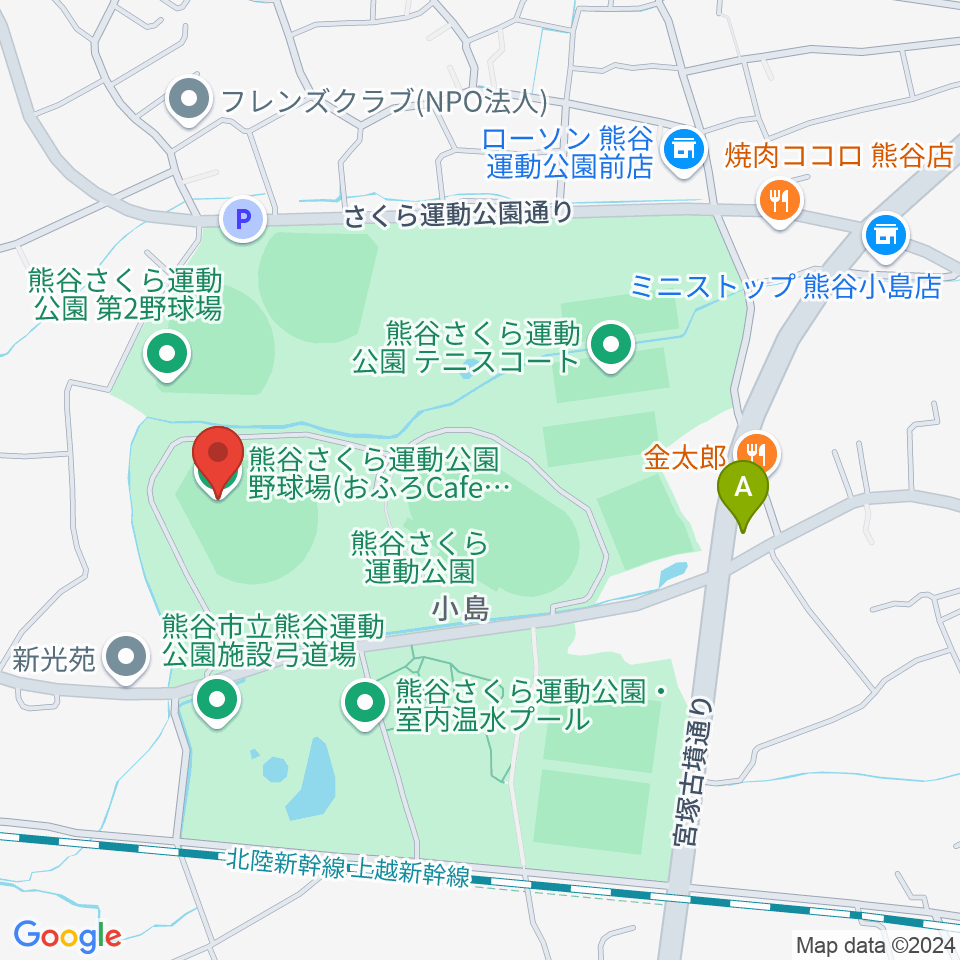 おふろcafe'ハレニワスタジアム熊谷周辺のカフェ一覧地図