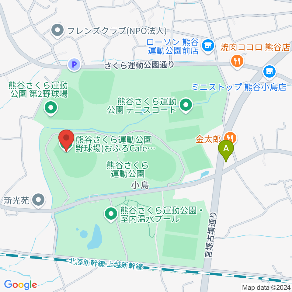 おふろcafe'ハレニワスタジアム熊谷周辺のカフェ一覧地図