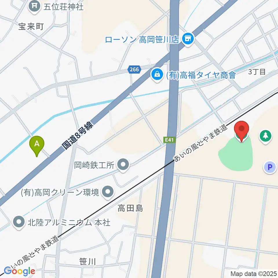 ボールパーク高岡周辺のカフェ一覧地図