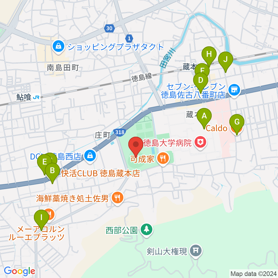 むつみスタジアム周辺のカフェ一覧地図