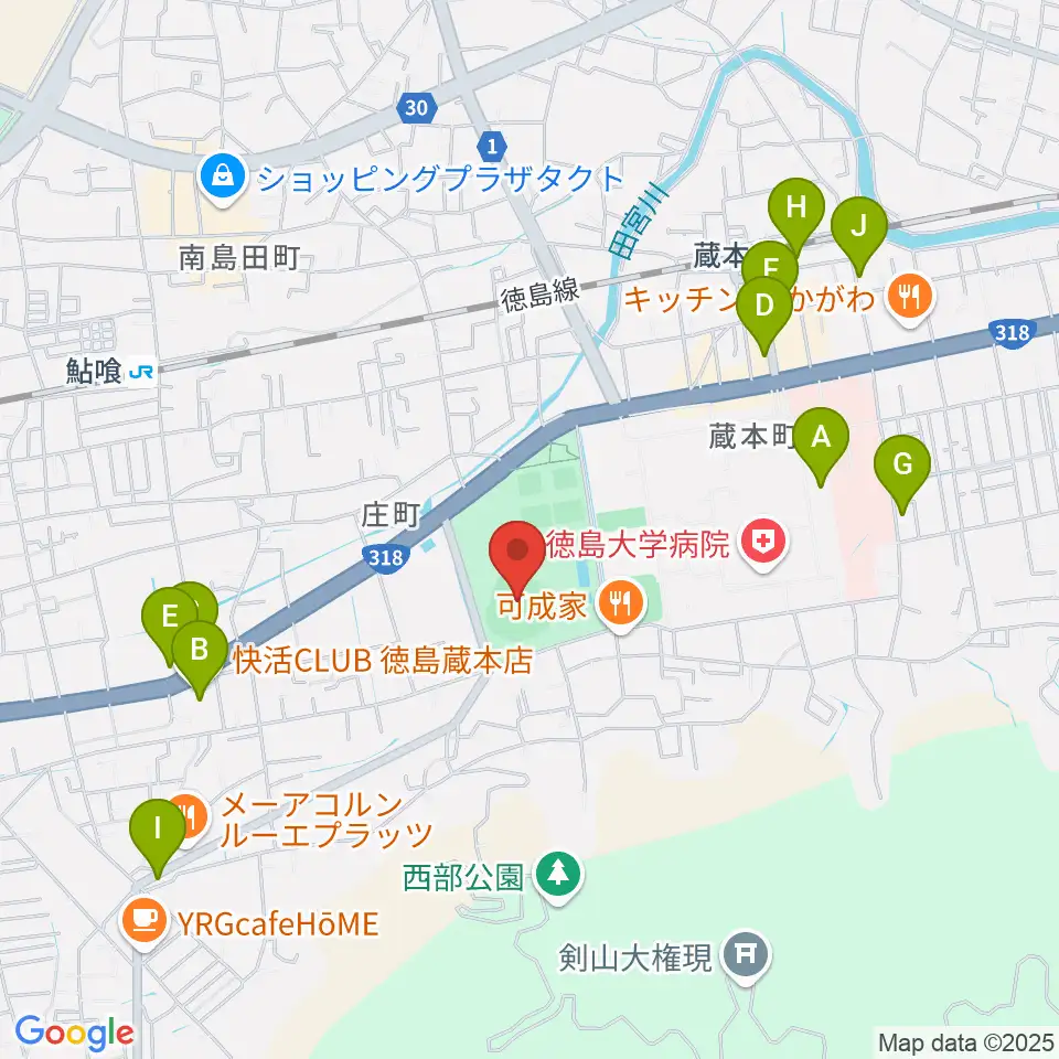 むつみスタジアム周辺のカフェ一覧地図