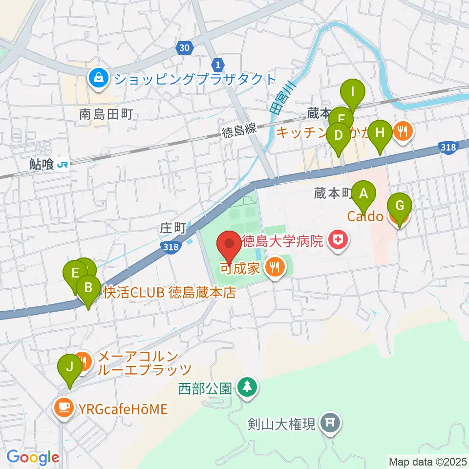 むつみスタジアム周辺のカフェ一覧地図