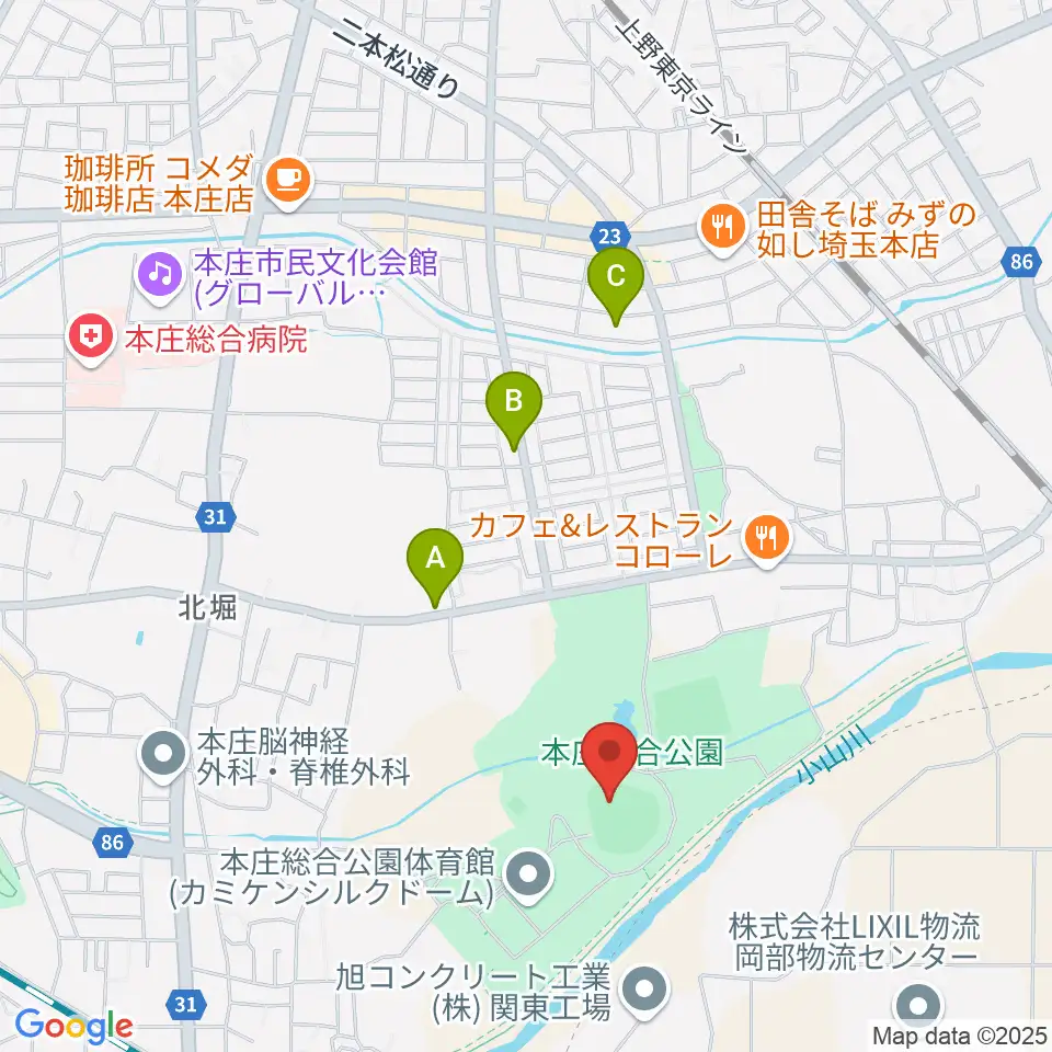ケイアイスタジアム周辺のカフェ一覧地図