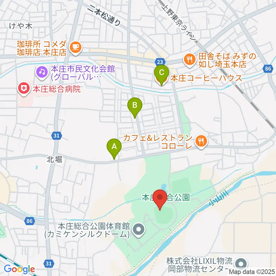 ケイアイスタジアム周辺のカフェ一覧地図
