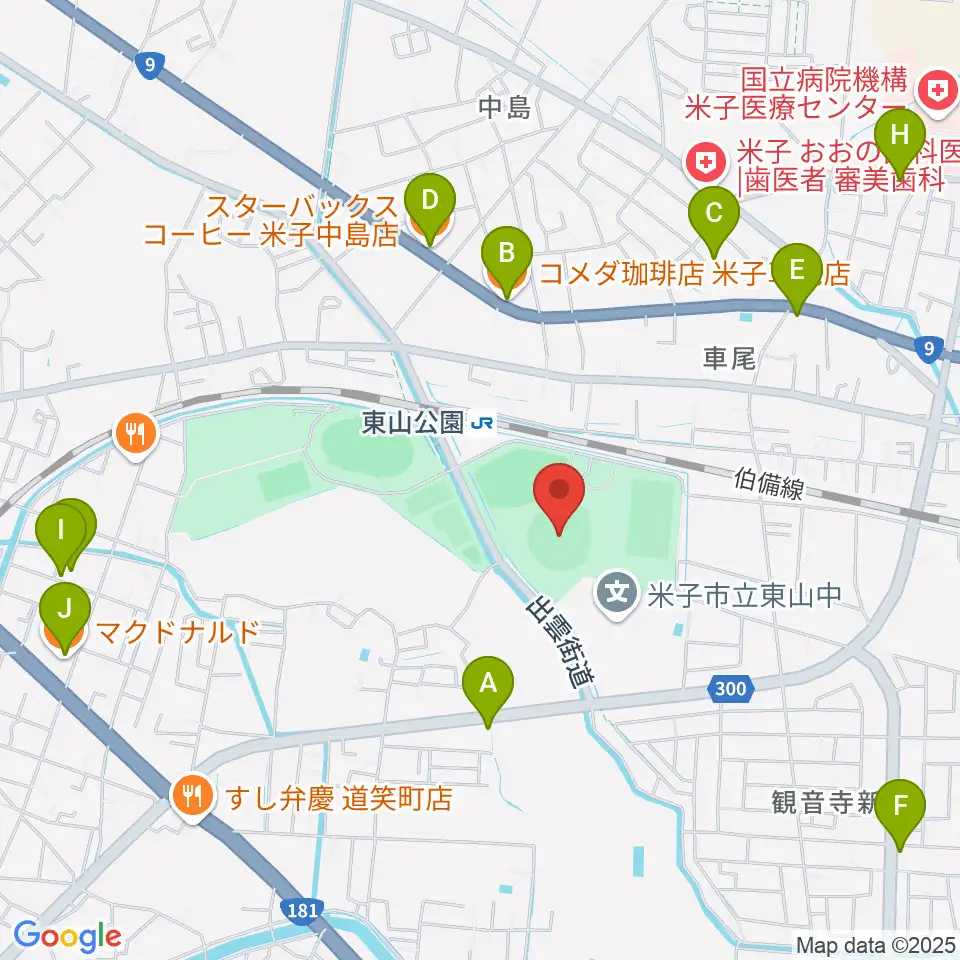 どらドラパーク米子市民球場周辺のカフェ一覧地図