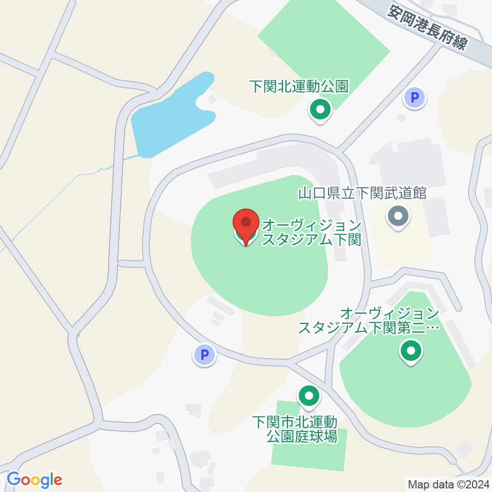 オーヴィジョンスタジアム下関周辺のカフェ一覧地図