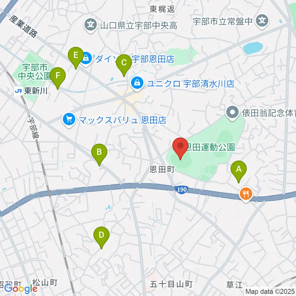 ユーピーアールスタジアム周辺のカフェ一覧地図