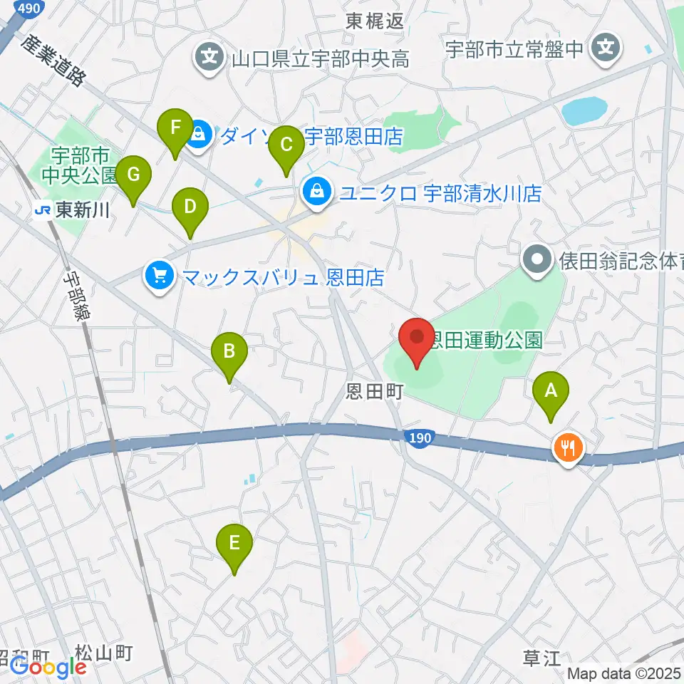 ユーピーアールスタジアム周辺のカフェ一覧地図