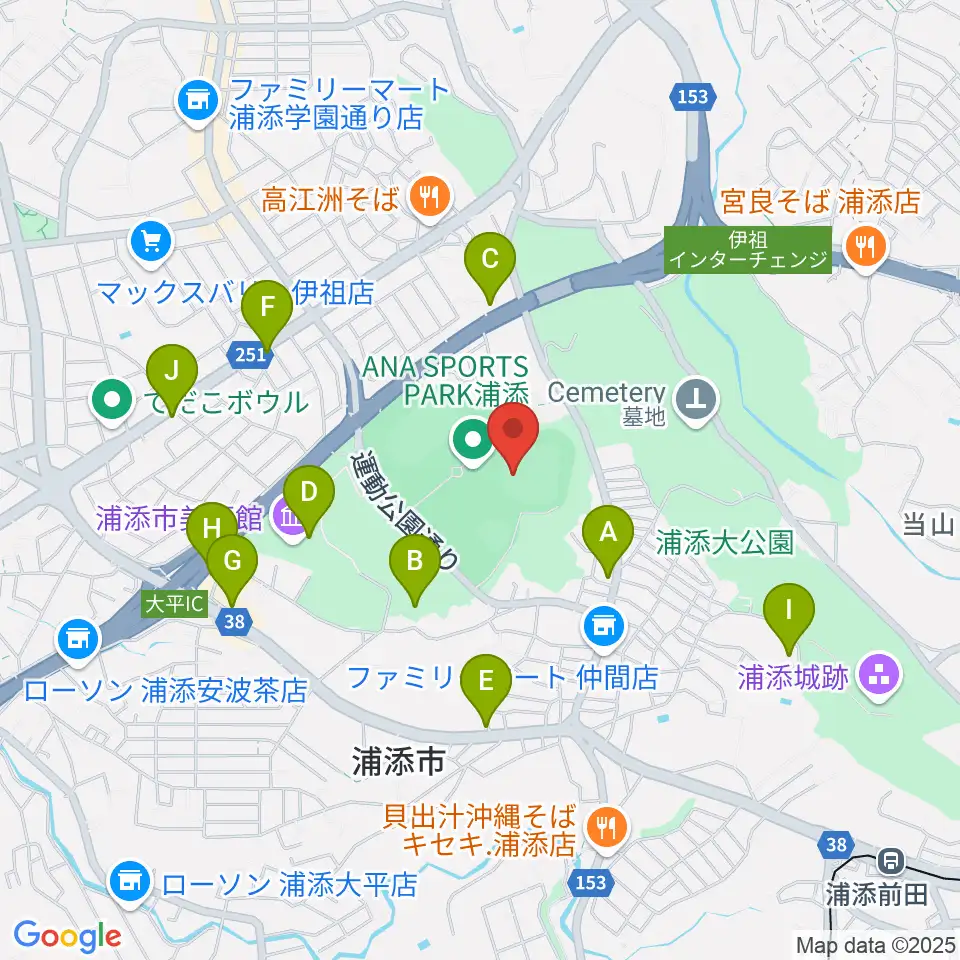 ANA BALL PARK浦添周辺のカフェ一覧地図