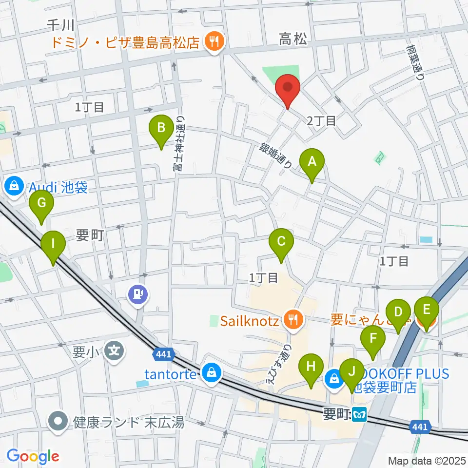 アルトフォニックスタジオ周辺のカフェ一覧地図