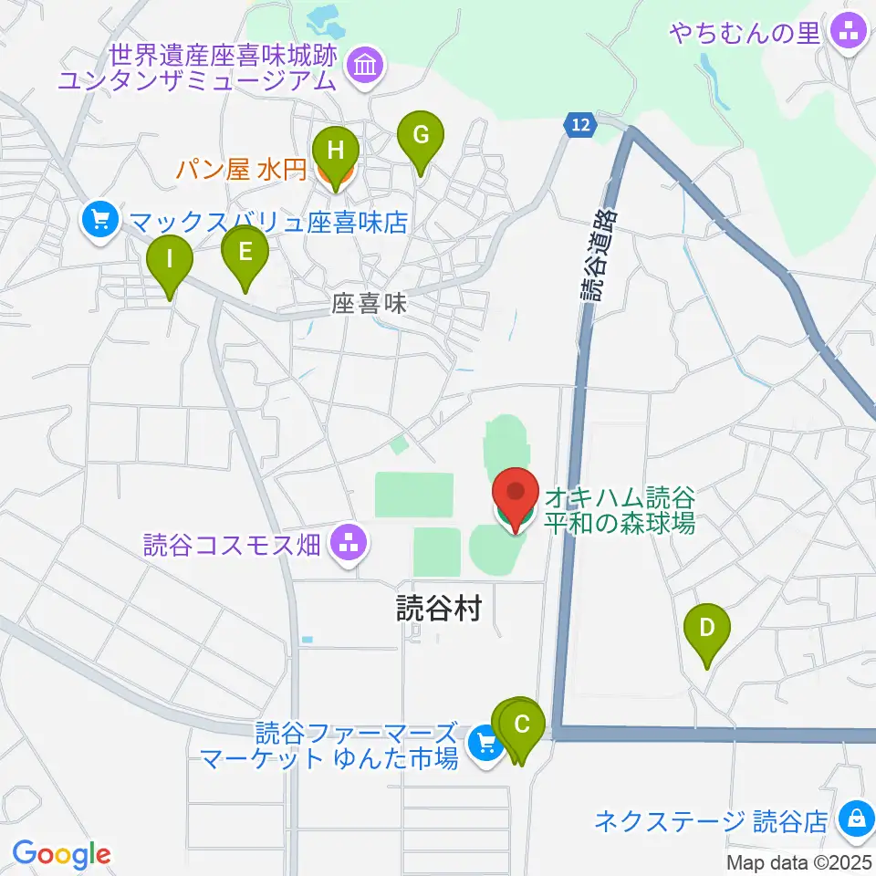 オキハム読谷平和の森球場周辺のカフェ一覧地図