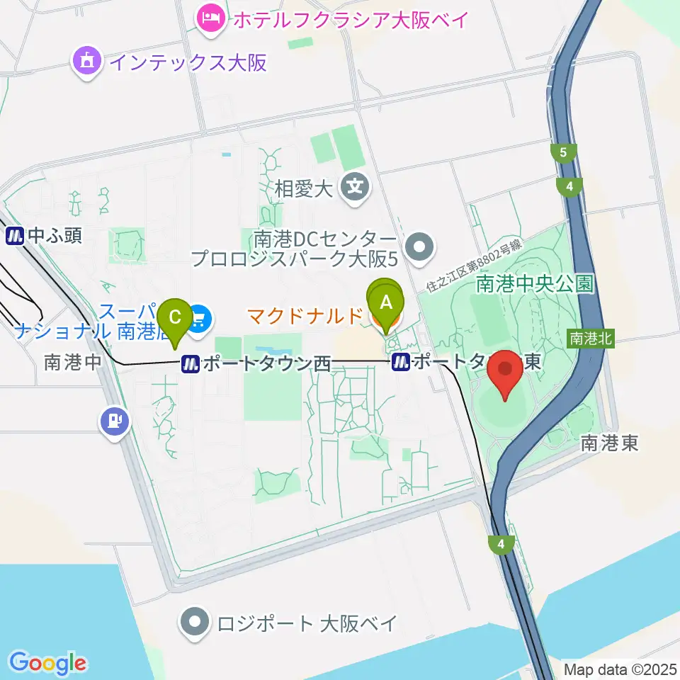 GOSANDO南港野球場周辺のカフェ一覧地図