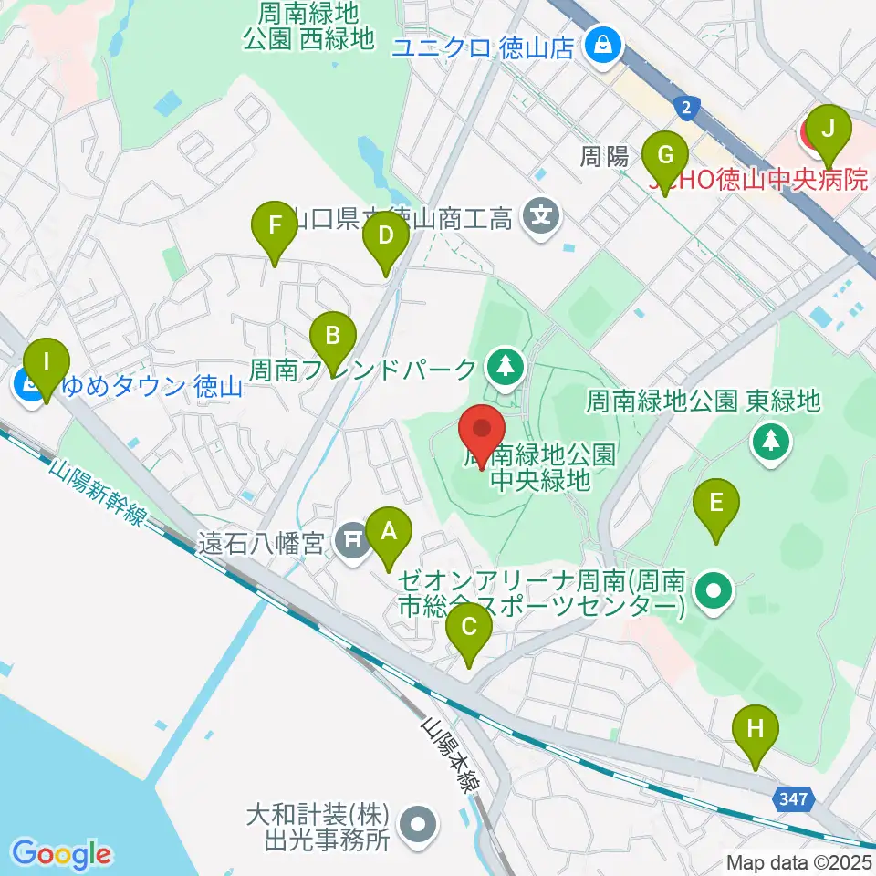 周南市野球場周辺のカフェ一覧地図