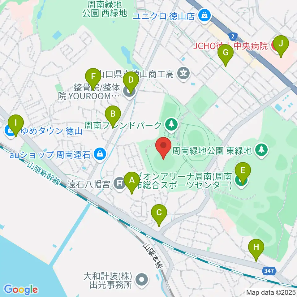 周南市野球場周辺のカフェ一覧地図