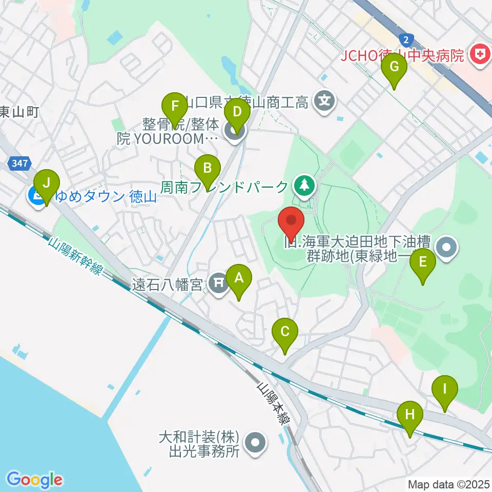 周南市野球場周辺のカフェ一覧地図