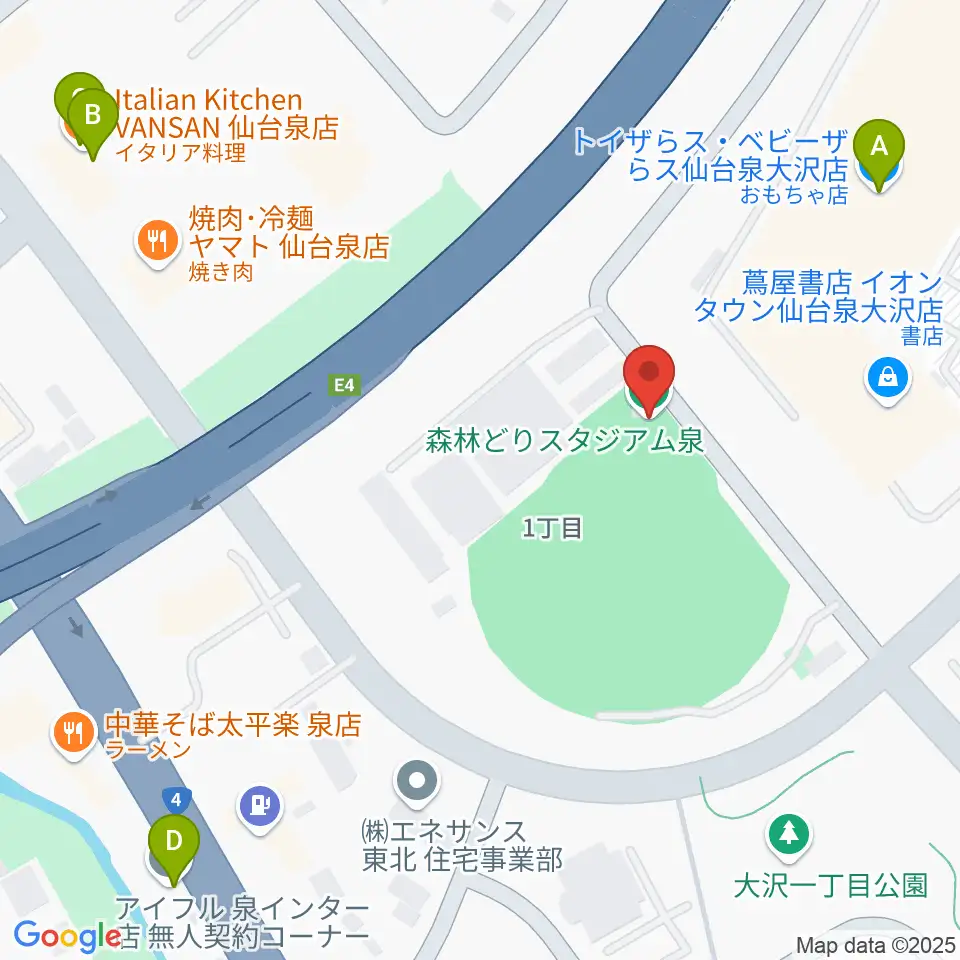 森林どりスタジアム泉周辺のカフェ一覧地図