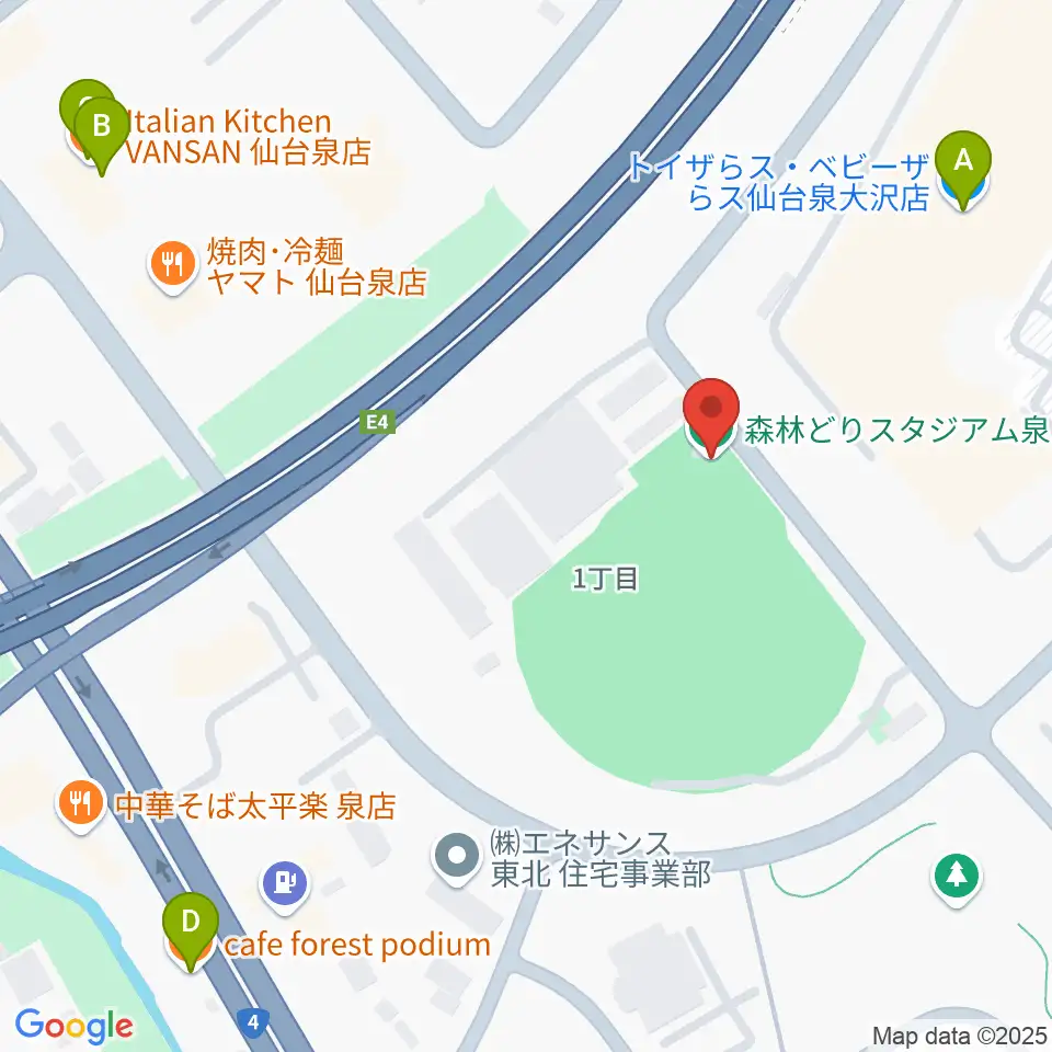 森林どりスタジアム泉周辺のカフェ一覧地図