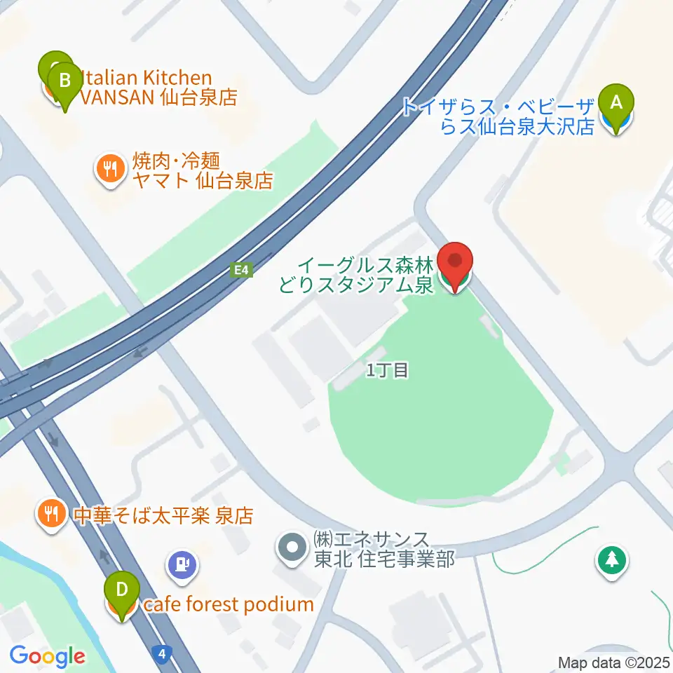 森林どりスタジアム泉周辺のカフェ一覧地図