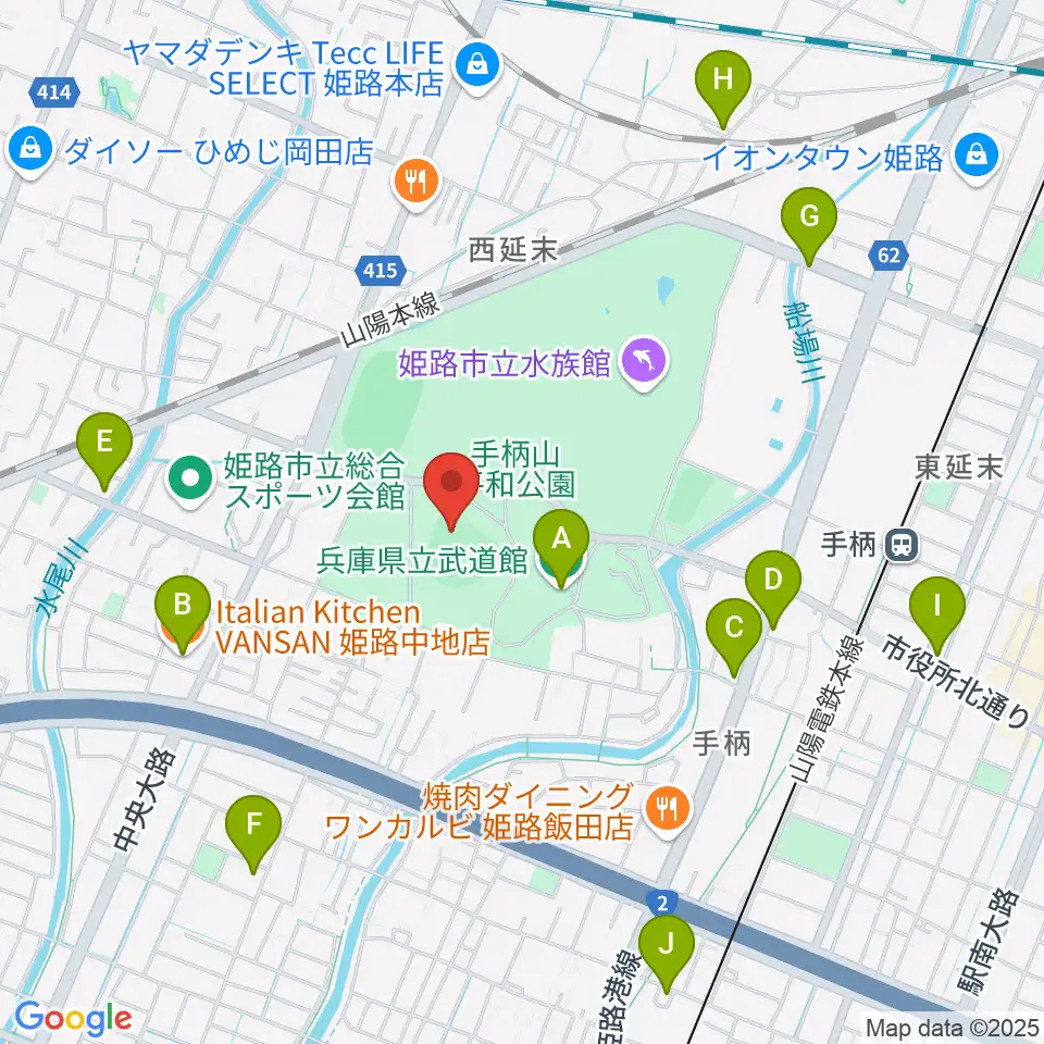 ウインク球場周辺のカフェ一覧地図