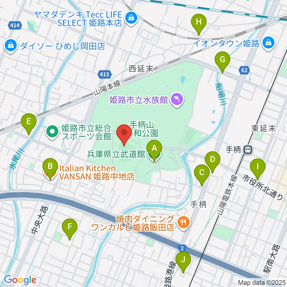ウインク球場周辺のカフェ一覧地図