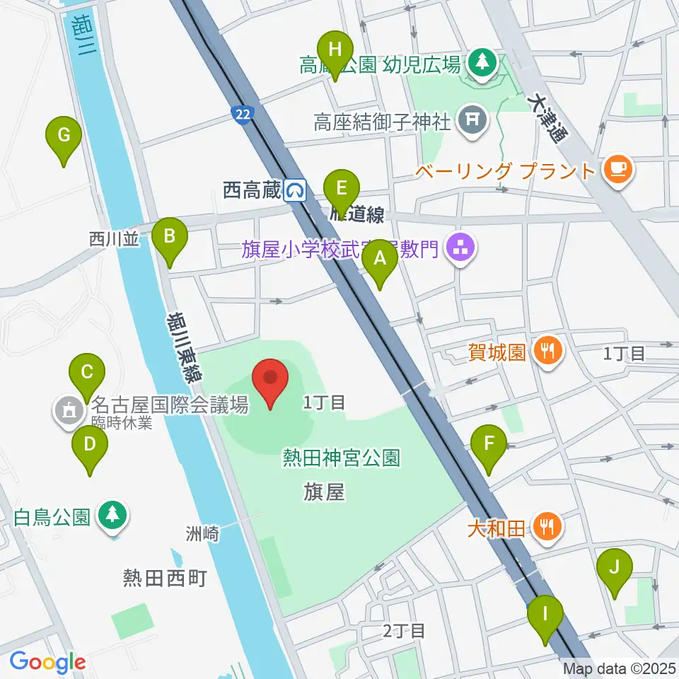 熱田愛知時計120スタジアム周辺のカフェ一覧地図