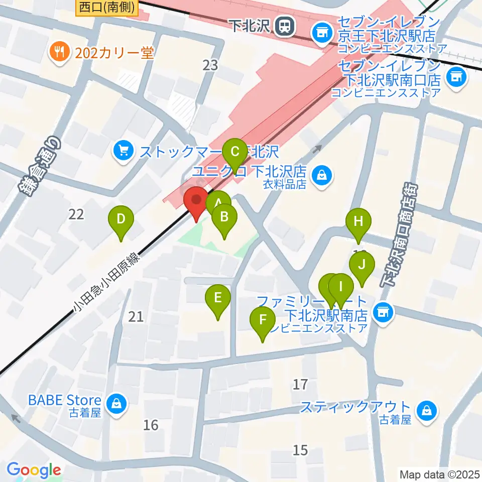 下北沢K2周辺のカフェ一覧地図