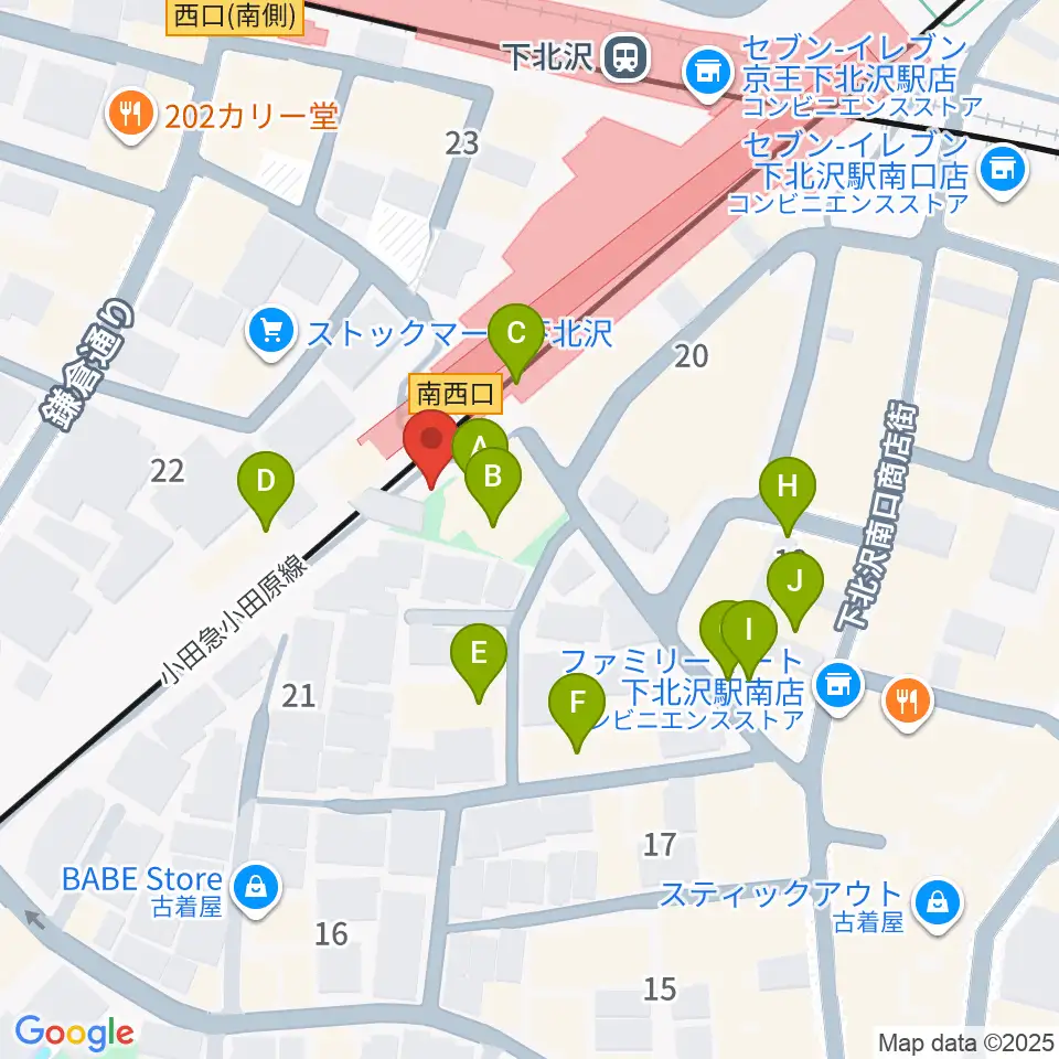 下北沢K2周辺のカフェ一覧地図