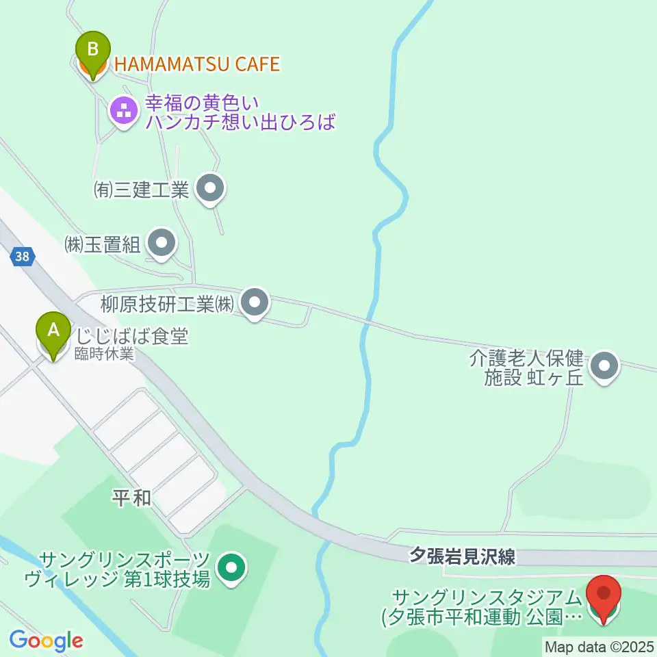 サングリンスタジアム周辺のカフェ一覧地図