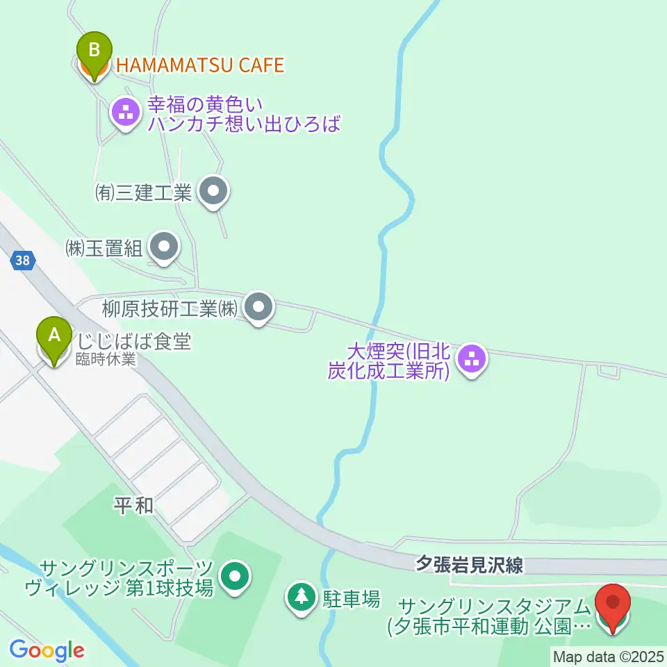 サングリンスタジアム周辺のカフェ一覧地図