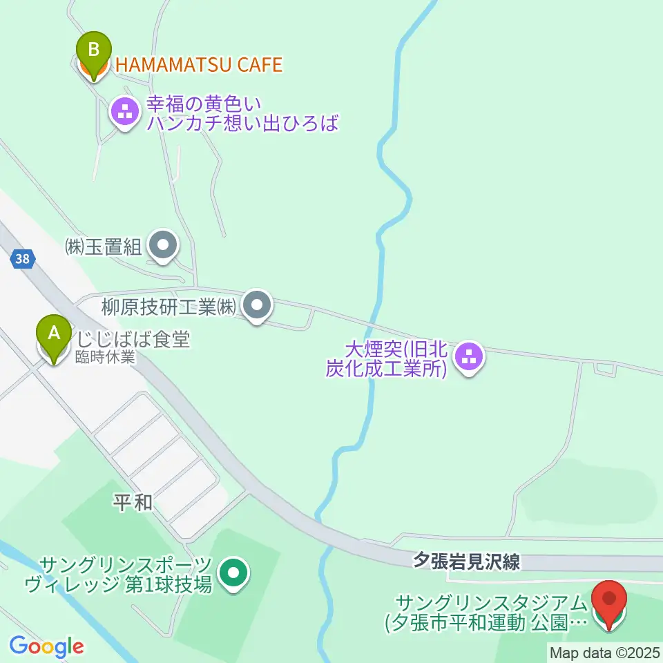 サングリンスタジアム周辺のカフェ一覧地図
