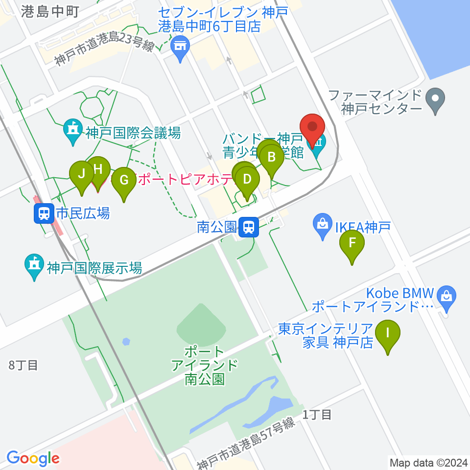 バンドー神戸青少年科学館周辺のカフェ一覧地図