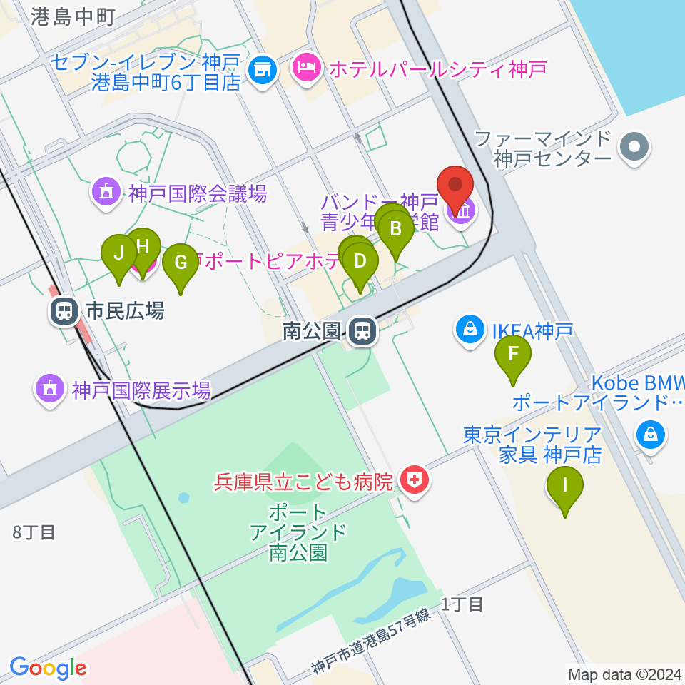 バンドー神戸青少年科学館周辺のカフェ一覧地図