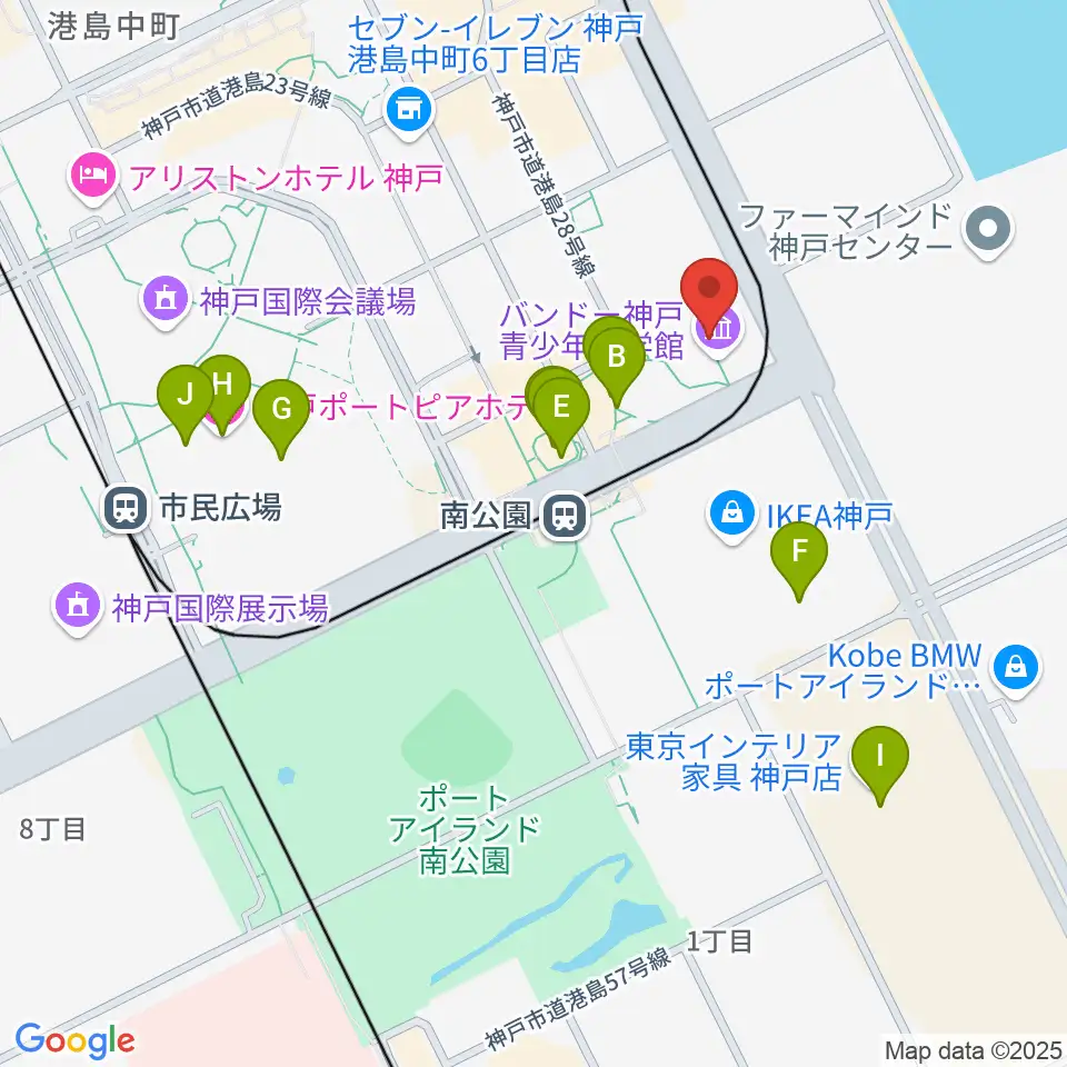 バンドー神戸青少年科学館周辺のカフェ一覧地図