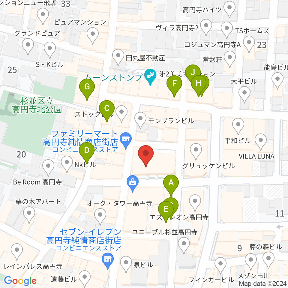 高円寺スタジオ・コヤーマR店周辺のカフェ一覧地図