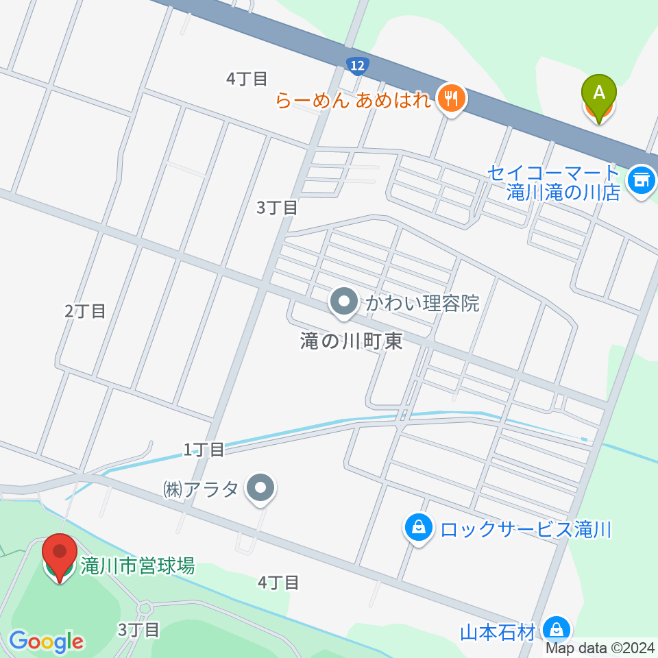 滝川市営球場周辺のカフェ一覧地図