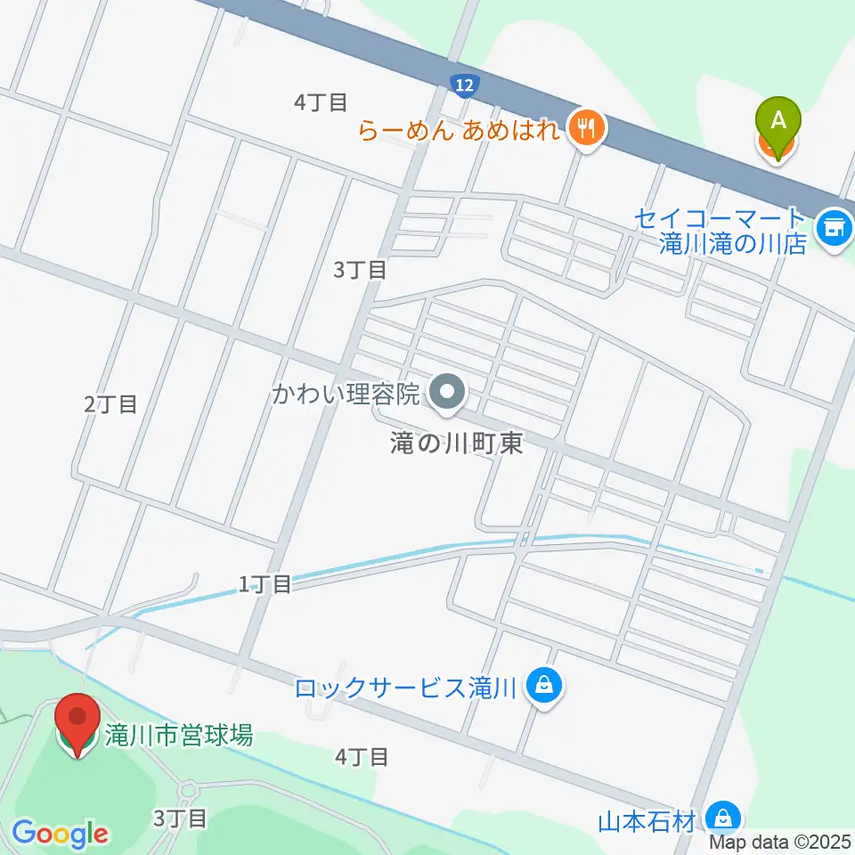 滝川市営球場周辺のカフェ一覧地図