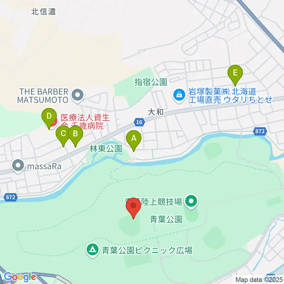 千歳市民球場周辺のカフェ一覧地図