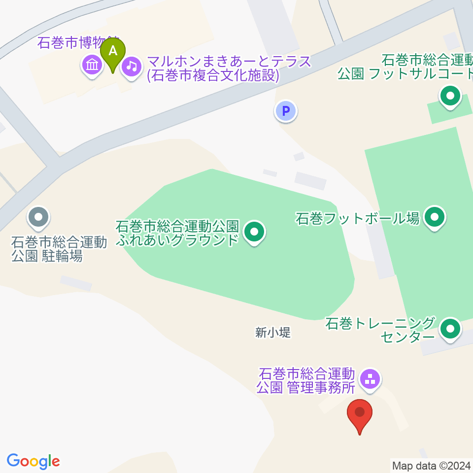 石巻市民球場周辺のカフェ一覧地図