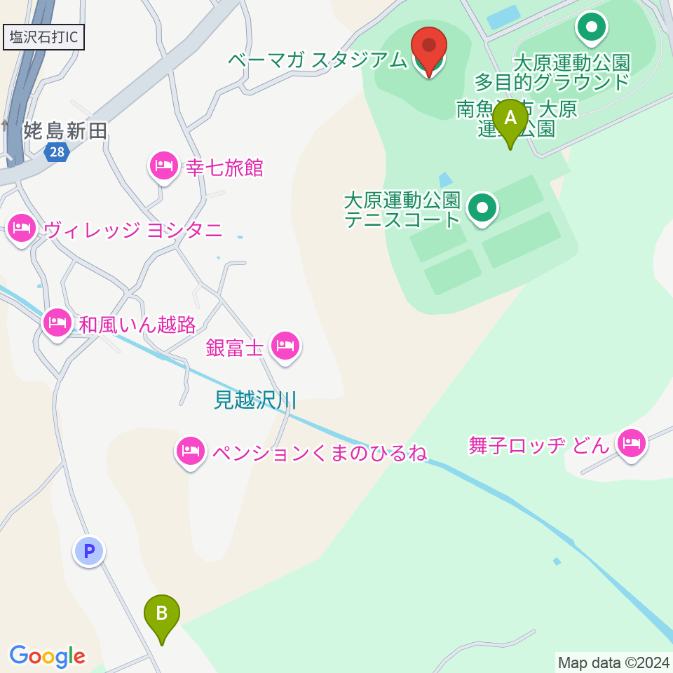 ベーマガスタジアム周辺のカフェ一覧地図