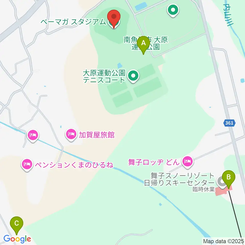 ベーマガスタジアム周辺のカフェ一覧地図