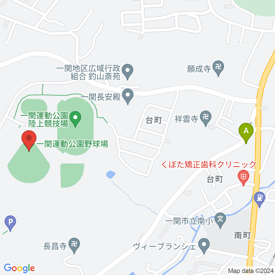 一関運動公園野球場周辺のカフェ一覧地図