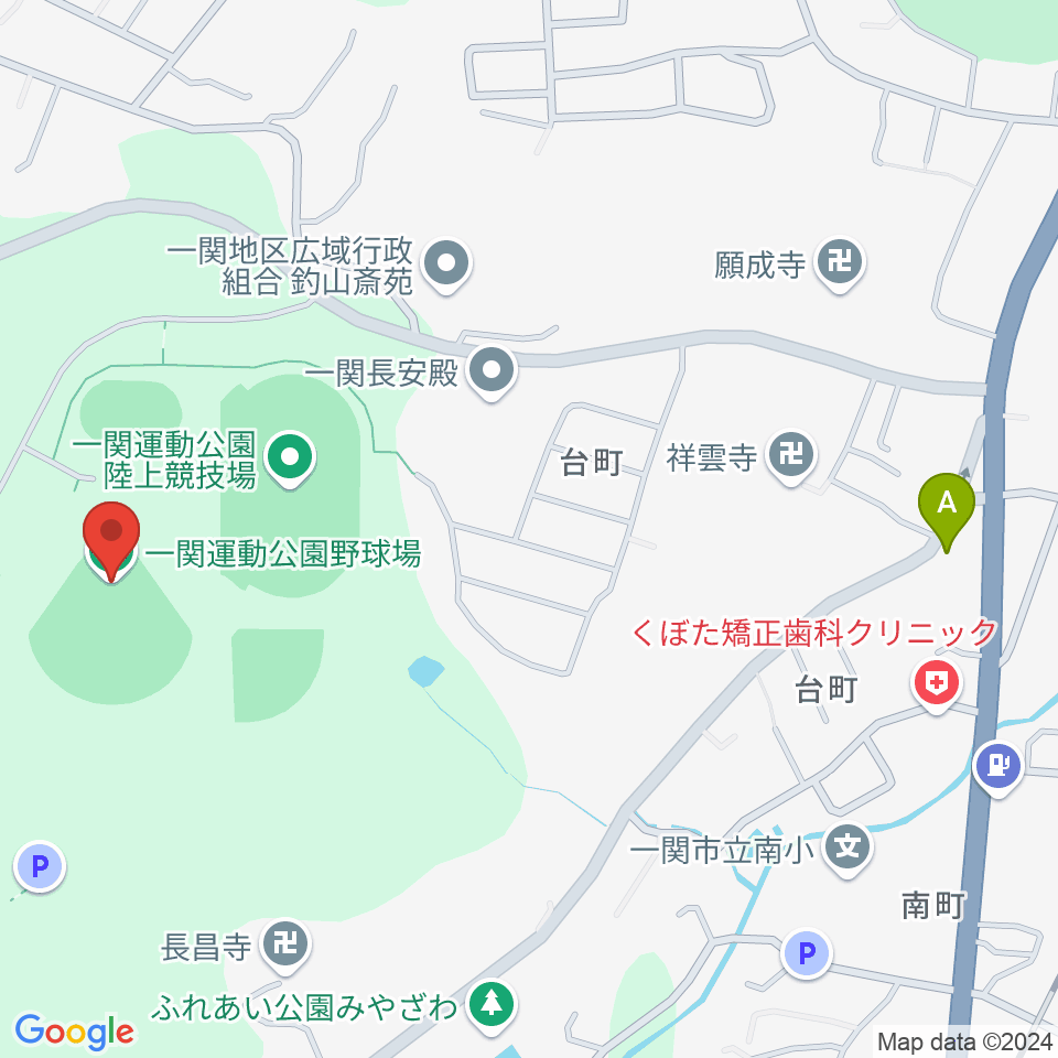 一関運動公園野球場周辺のカフェ一覧地図