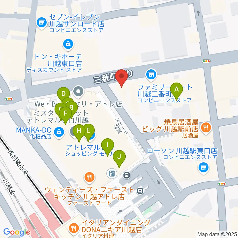 ラジオ川越周辺のカフェ一覧地図