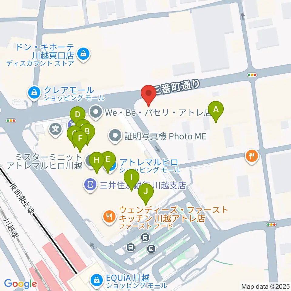 ラジオ川越周辺のカフェ一覧地図